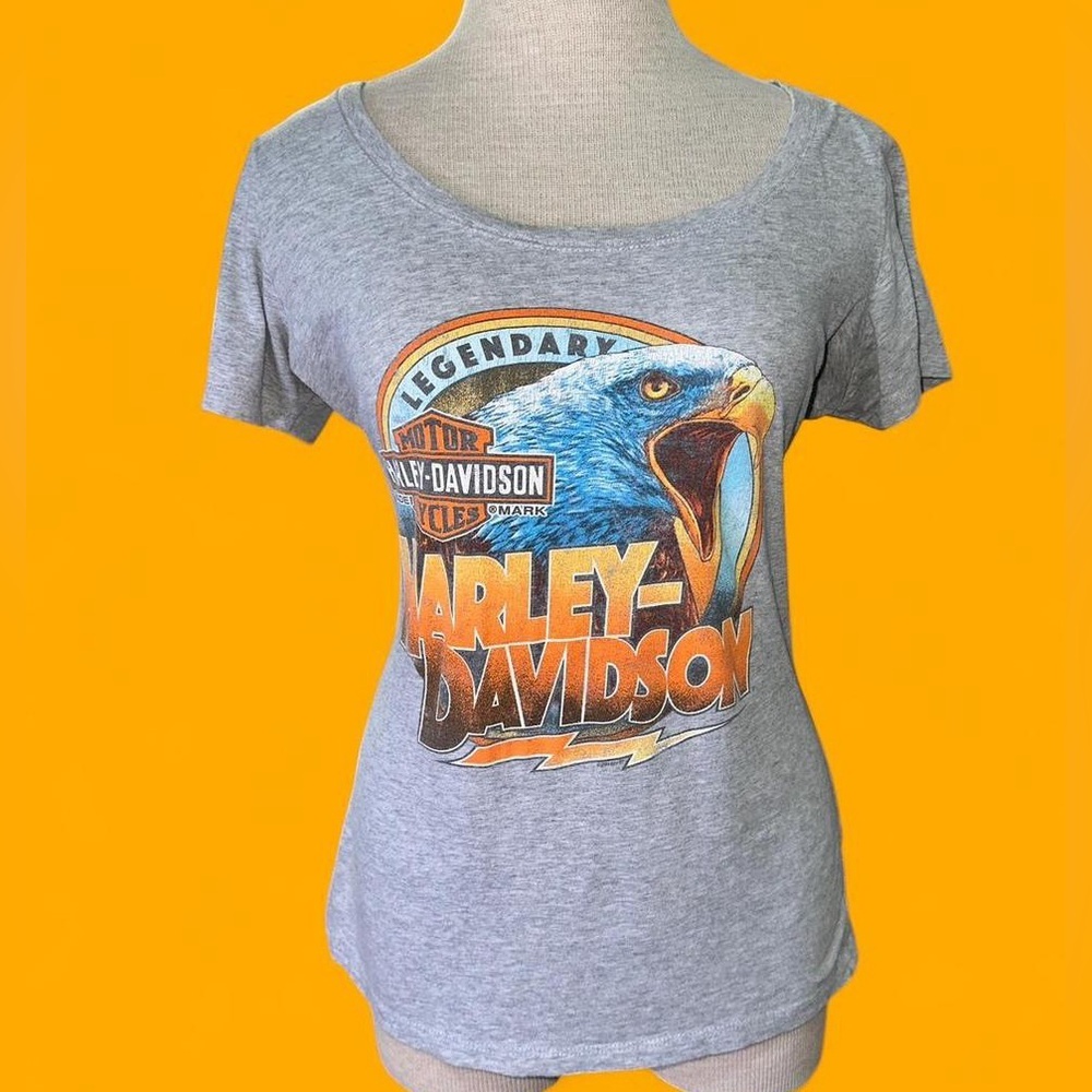 Harley-Davidson Gray and Orange Women's Tee